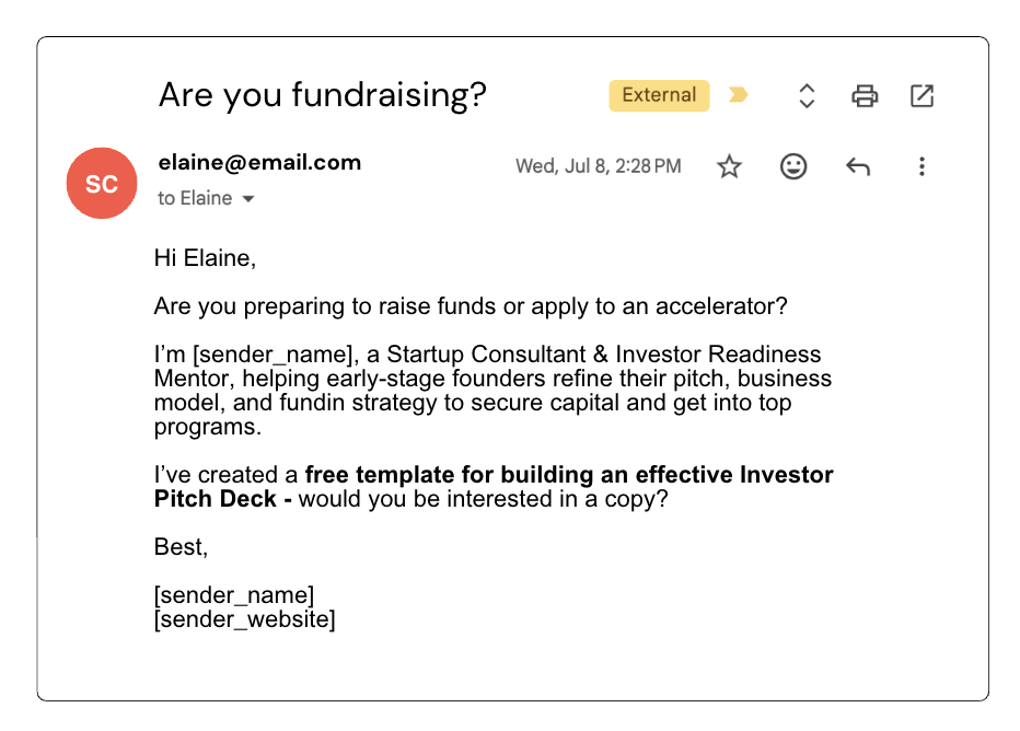 Follow-up email landed in a prospect's inbox